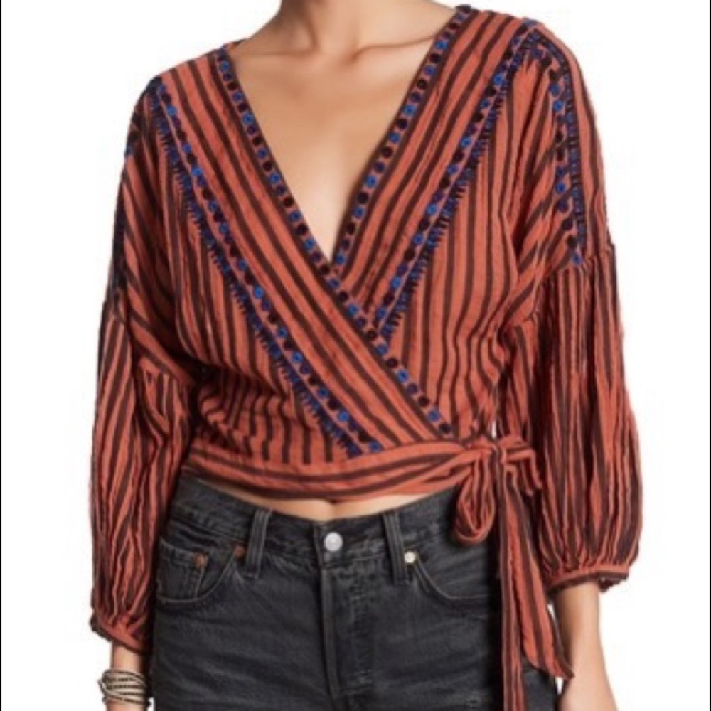 Free People Barcelona Nights Wrap Blouse